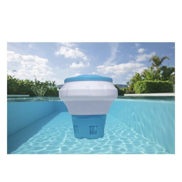Mainstays Swimming Pool Blue & White Collapsible Floating Tablet Dispenser 'NEW' - Picture 2 of 6